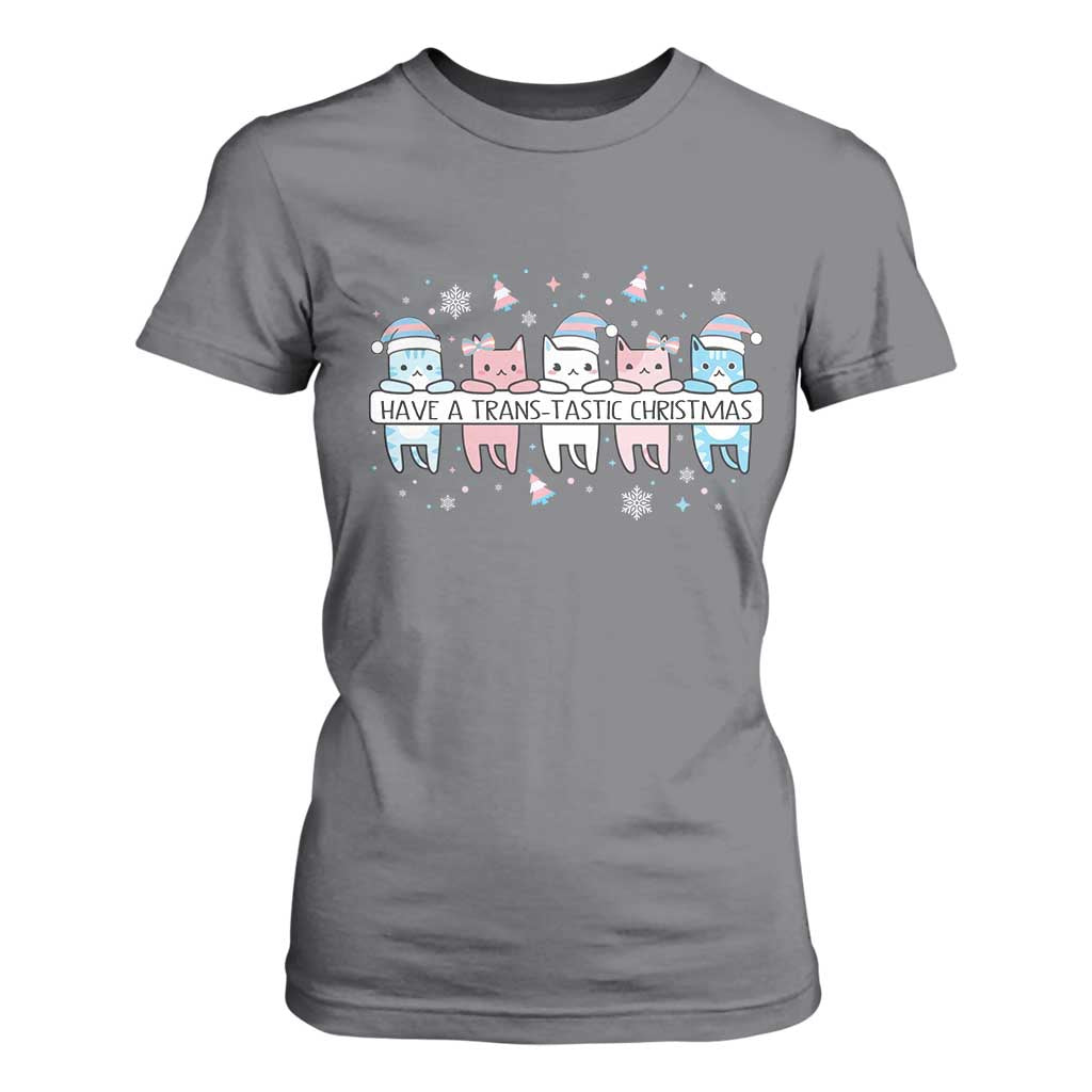 Have A Trans Tastic Christmas Gift T Shirt For Women LGBTQ Cat Lover TS12 Charcoal Print Your Wear