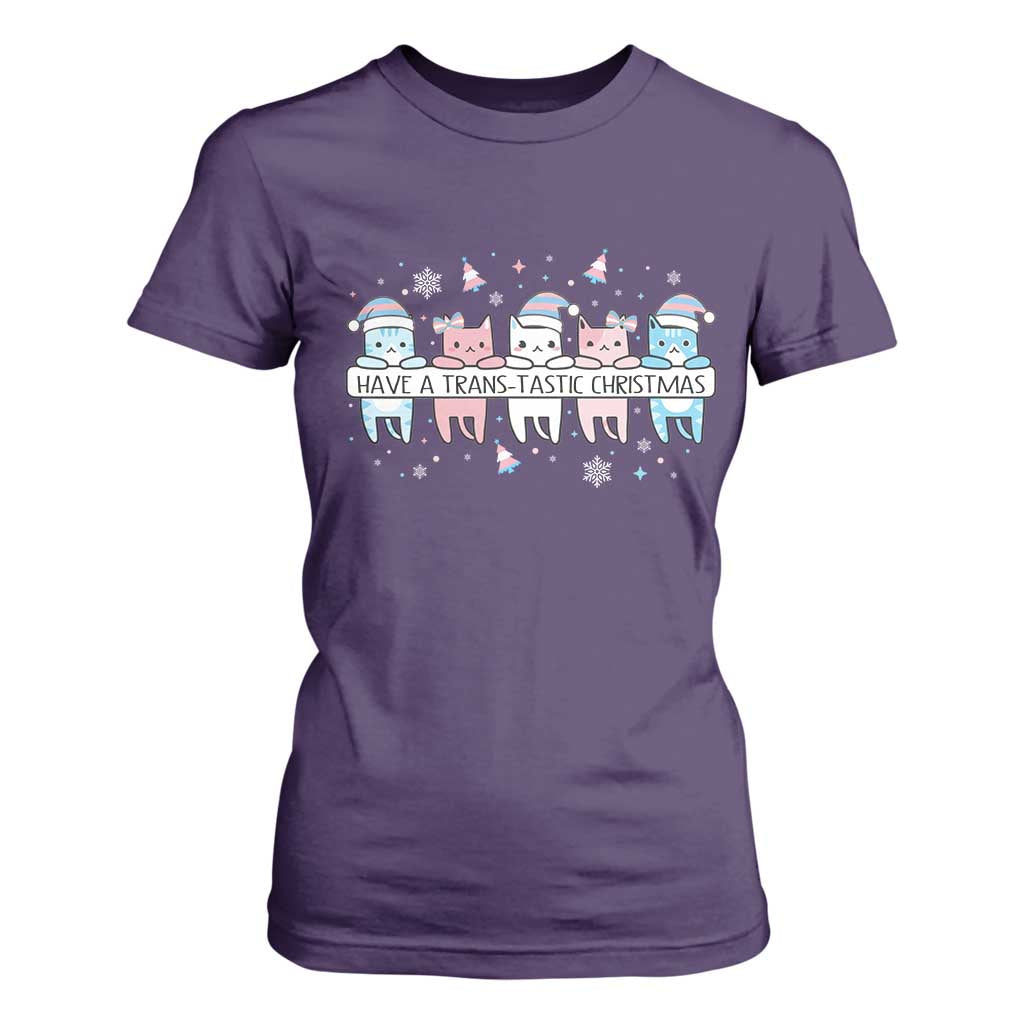 Have A Trans Tastic Christmas Gift T Shirt For Women LGBTQ Cat Lover TS12 Purple Print Your Wear