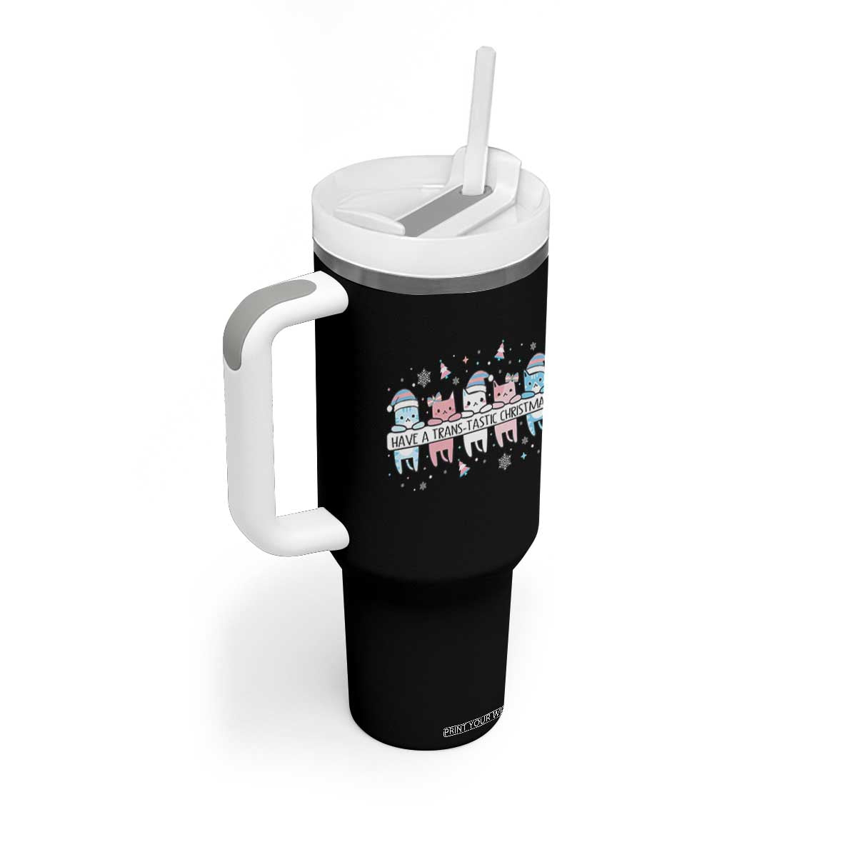 Have A Trans Tastic Christmas Gift Tumbler With Handle LGBTQ Cat Lover TS12 Print Your Wear