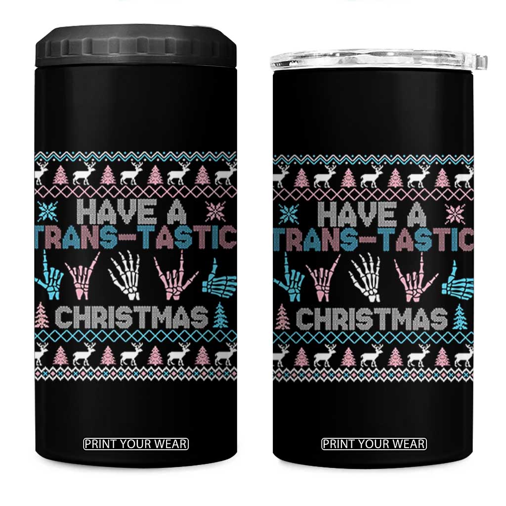 LGBTQ Trans Pride 4 in 1 Can Cooler Tumbler Have A Trans Tastic Ugly Christmas Gift TS12 One Size: 16 oz Black Print Your Wear