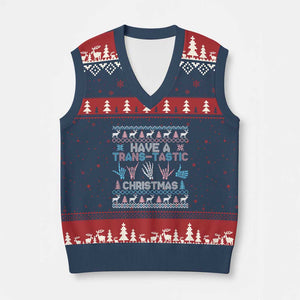 LGBTQ Trans Pride V-Neck Knit Sweater Vest Have A Trans Tastic Ugly Christmas Gift TS12 Navy Red Print Your Wear