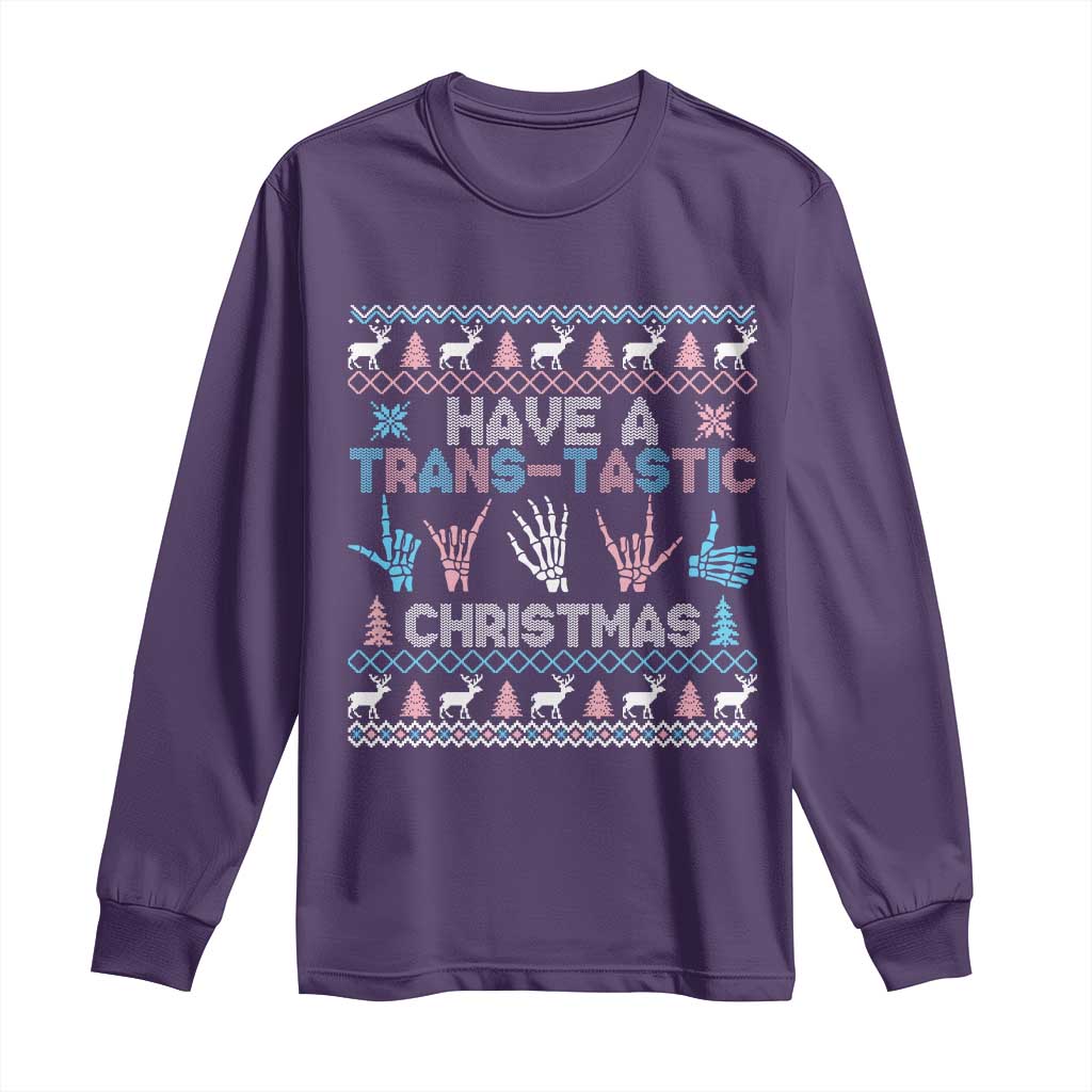 LGBTQ Trans Pride Long Sleeve Shirt Have A Trans Tastic Ugly Christmas Gift TS12 Purple Print Your Wear