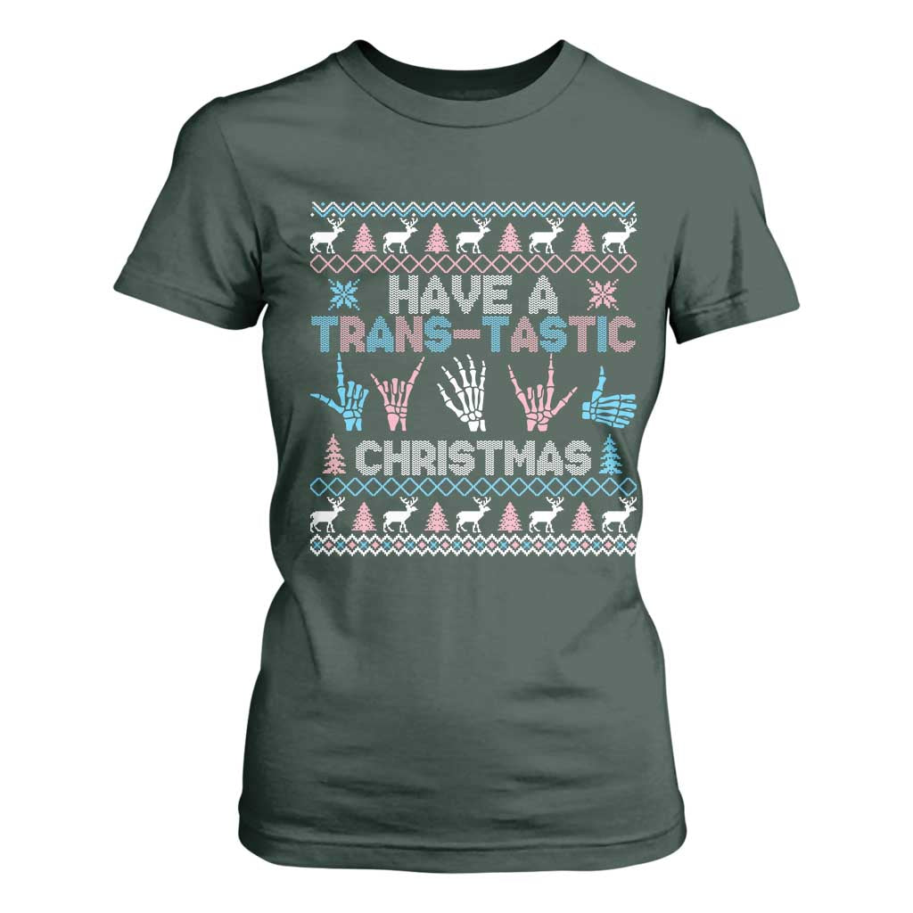 LGBTQ Trans Pride T Shirt For Women Have A Trans Tastic Ugly Christmas Gift TS12 Dark Forest Green Print Your Wear