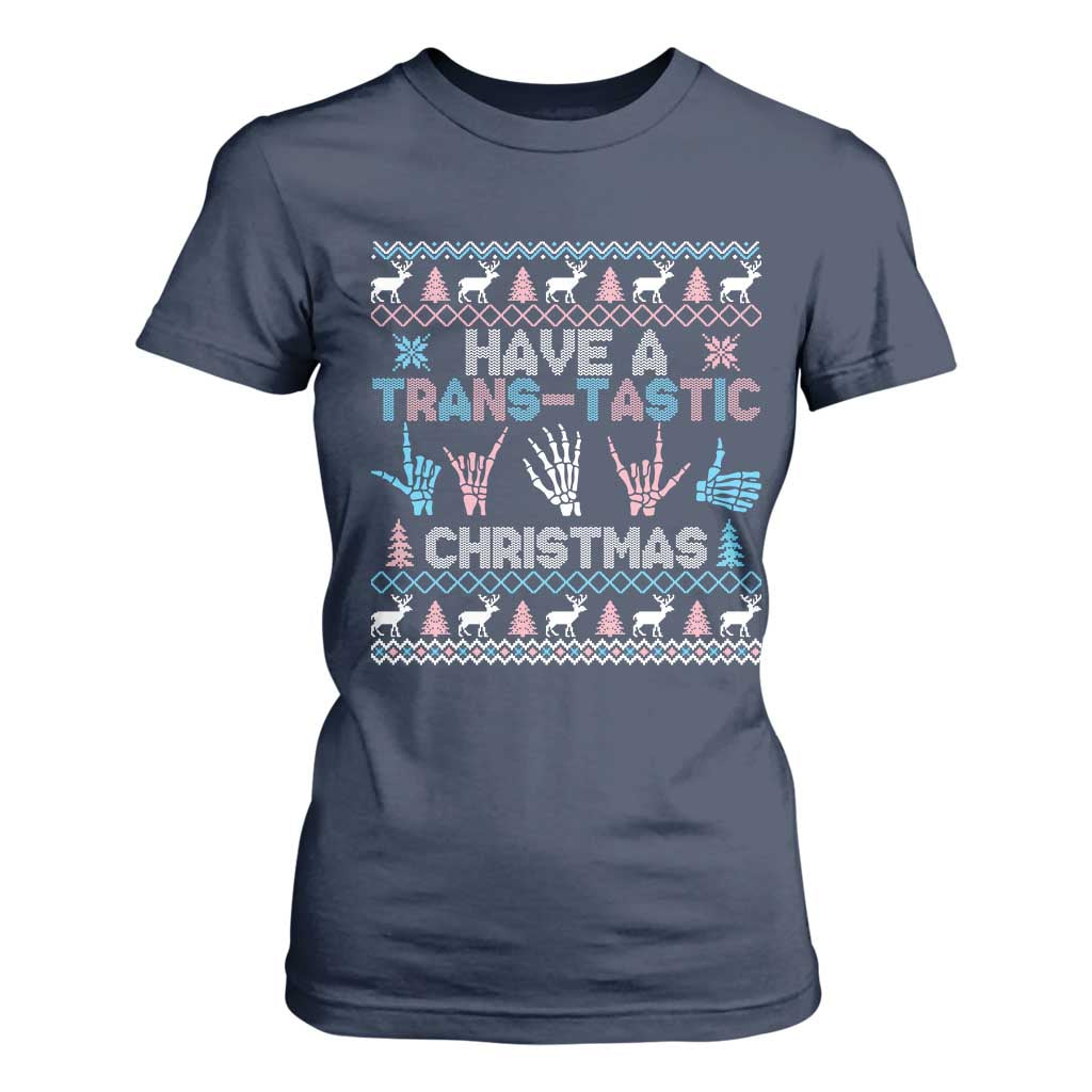 LGBTQ Trans Pride T Shirt For Women Have A Trans Tastic Ugly Christmas Gift TS12 Navy Print Your Wear