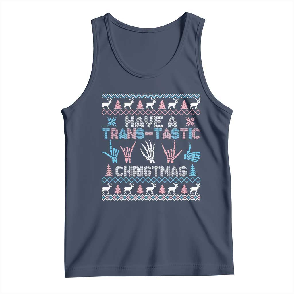 LGBTQ Trans Pride Tank Top Have A Trans Tastic Ugly Christmas Gift TS12 Navy Print Your Wear