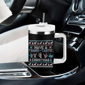 LGBTQ Trans Pride Tumbler With Handle Have A Trans Tastic Ugly Christmas Gift TS12 Print Your Wear