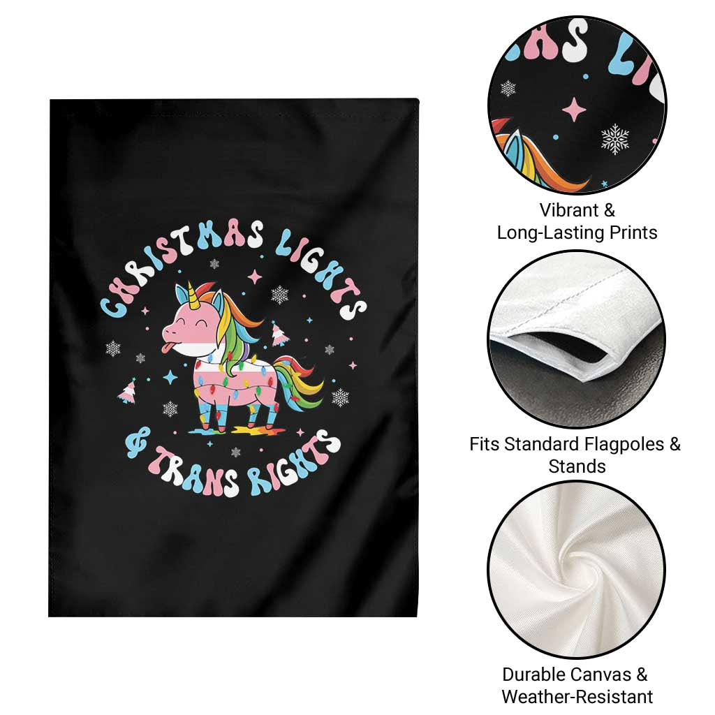 Christmas Lights And Trans Rights Garden Flag Magical Unicorn Pride TS12 Print Your Wear