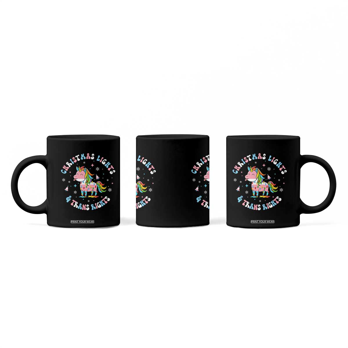 Christmas Lights And Trans Rights Coffee Mug Magical Unicorn Pride TS12 Print Your Wear