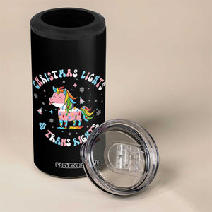 Christmas Lights And Trans Rights 4 in 1 Can Cooler Tumbler Magical Unicorn Pride TS12 Print Your Wear