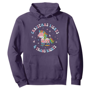 Christmas Lights And Trans Rights Hoodie Magical Unicorn Pride TS12 Purple Print Your Wear
