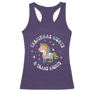 Christmas Lights And Trans Rights Racerback Tank Top Magical Unicorn Pride TS12 Purple Print Your Wear
