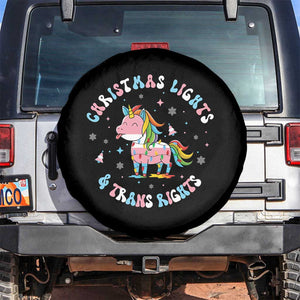 Christmas Lights And Trans Rights Spare Tire Cover Magical Unicorn Pride TS12 No hole Black Print Your Wear
