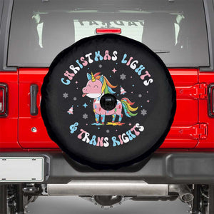 Christmas Lights And Trans Rights Spare Tire Cover Magical Unicorn Pride TS12 Black Print Your Wear