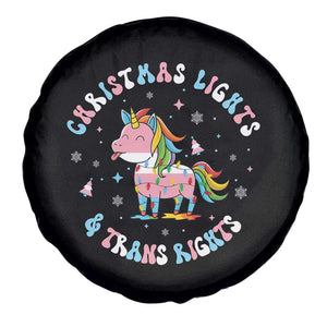 Christmas Lights And Trans Rights Spare Tire Cover Magical Unicorn Pride TS12 Print Your Wear