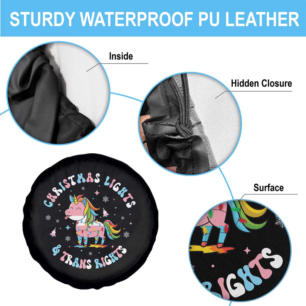 Christmas Lights And Trans Rights Spare Tire Cover Magical Unicorn Pride TS12 Print Your Wear