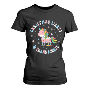 Christmas Lights And Trans Rights T Shirt For Women Magical Unicorn Pride TS12 Black Print Your Wear