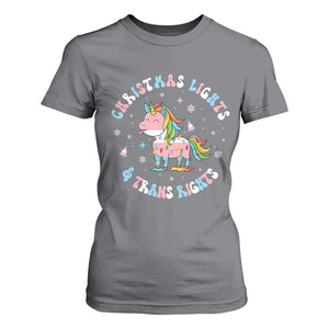 Christmas Lights And Trans Rights T Shirt For Women Magical Unicorn Pride TS12 Charcoal Print Your Wear