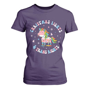 Christmas Lights And Trans Rights T Shirt For Women Magical Unicorn Pride TS12 Purple Print Your Wear