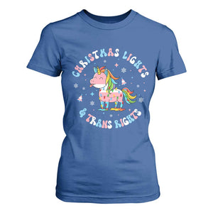 Christmas Lights And Trans Rights T Shirt For Women Magical Unicorn Pride TS12 Royal Blue Print Your Wear