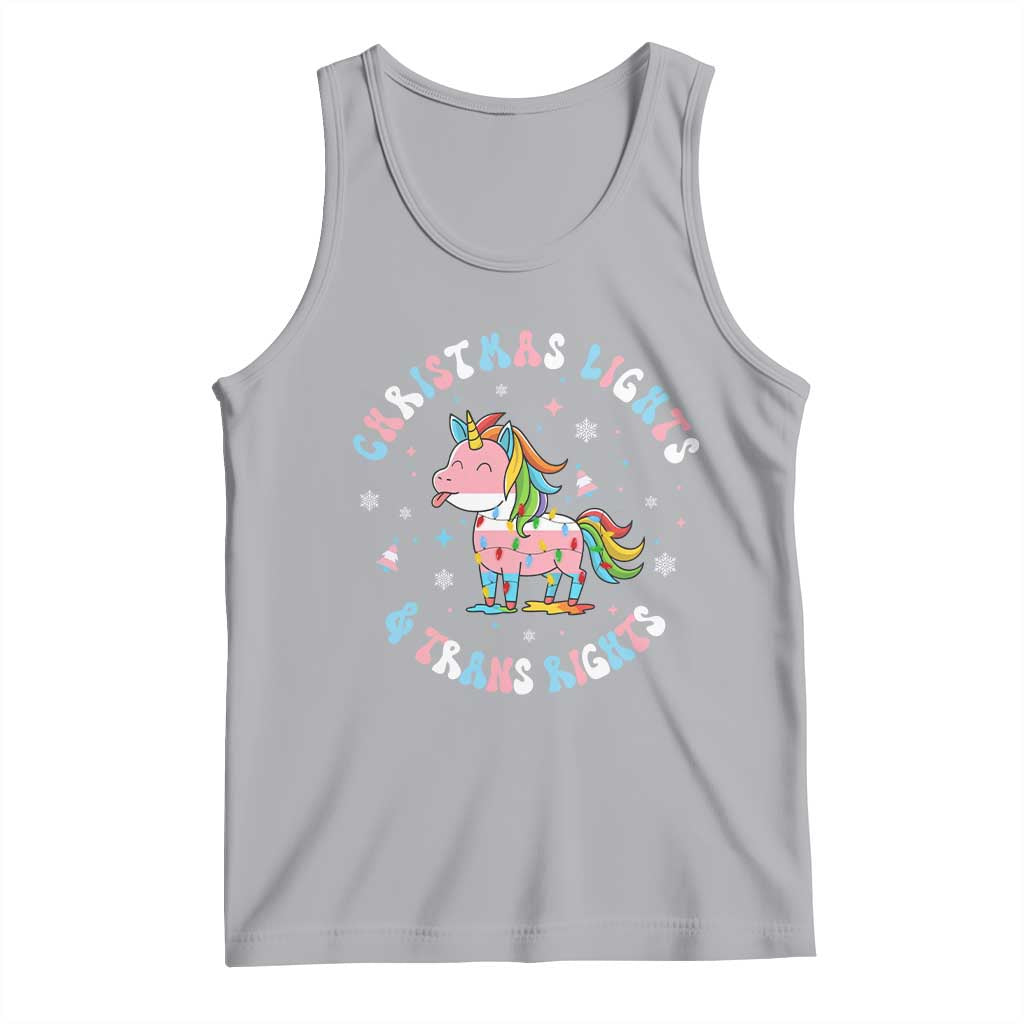 Christmas Lights And Trans Rights Tank Top Magical Unicorn Pride TS12 Athletic Heather Print Your Wear