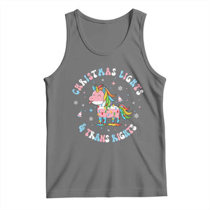 Christmas Lights And Trans Rights Tank Top Magical Unicorn Pride TS12 Black Heather Print Your Wear