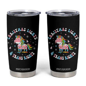 Christmas Lights And Trans Rights Tumbler Cup Magical Unicorn Pride TS12 Black Print Your Wear