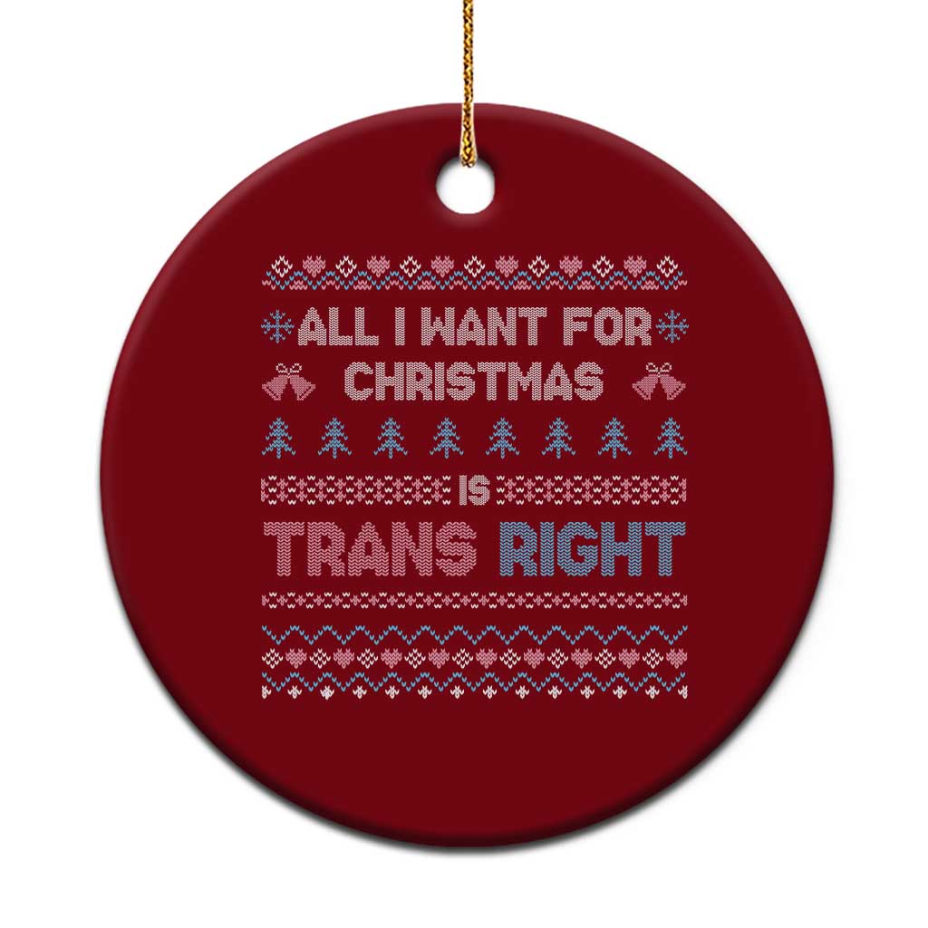 Trans Pride Ugly Xmas Ceramic Ornament All I Want For Christmas Is Trans Rights TS12 1pc Red Print Your Wear