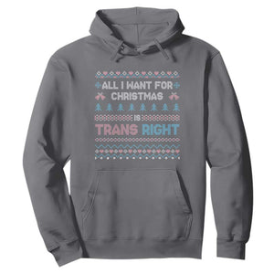 Trans Pride Ugly Xmas Hoodie All I Want For Christmas Is Trans Rights TS12 Charcoal Print Your Wear