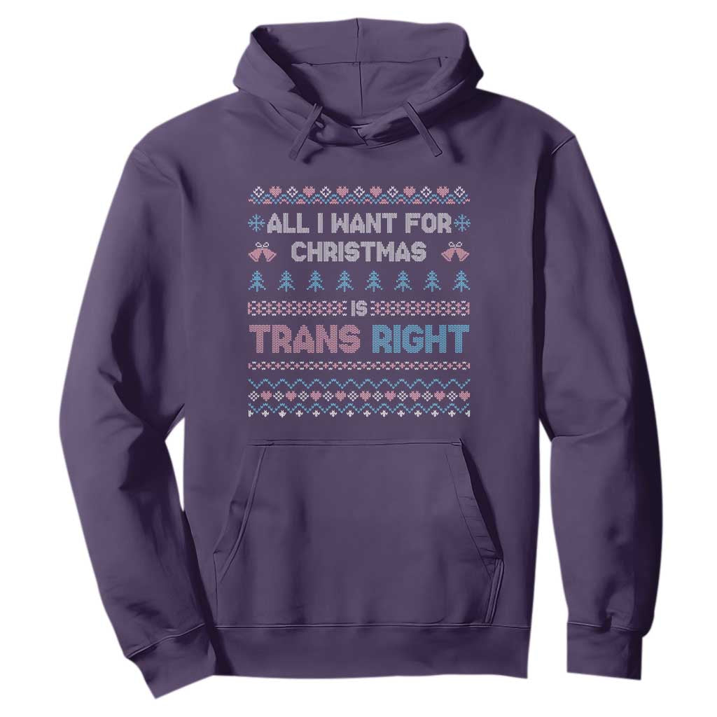 Trans Pride Ugly Xmas Hoodie All I Want For Christmas Is Trans Rights TS12 Purple Print Your Wear