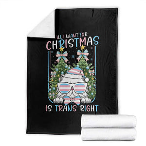 Funny Santa Cat Trans Pride Throw Blanket All I Want For Christmas Is Trans Rights TS12 Black Print Your Wear