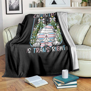 Funny Santa Cat Trans Pride Throw Blanket All I Want For Christmas Is Trans Rights TS12 Print Your Wear