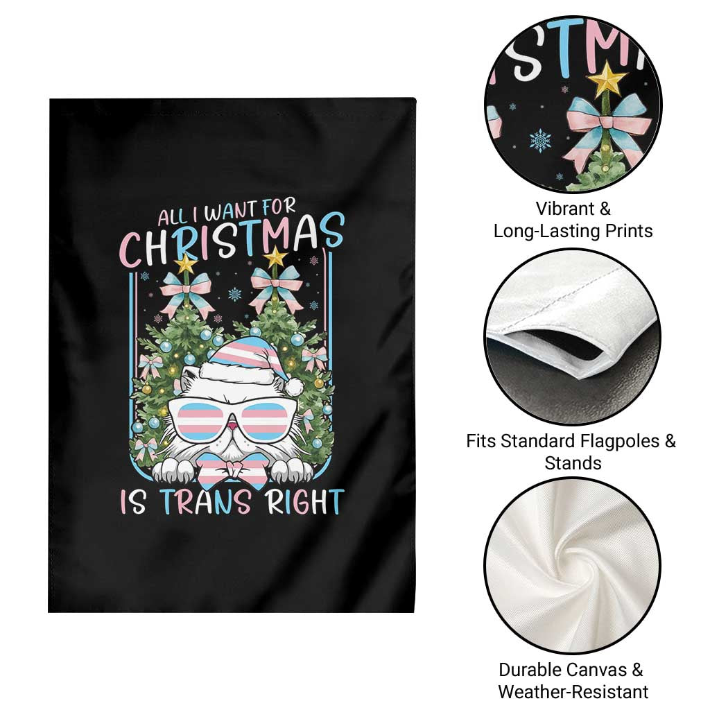 Funny Santa Cat Trans Pride Garden Flag All I Want For Christmas Is Trans Rights TS12 Print Your Wear