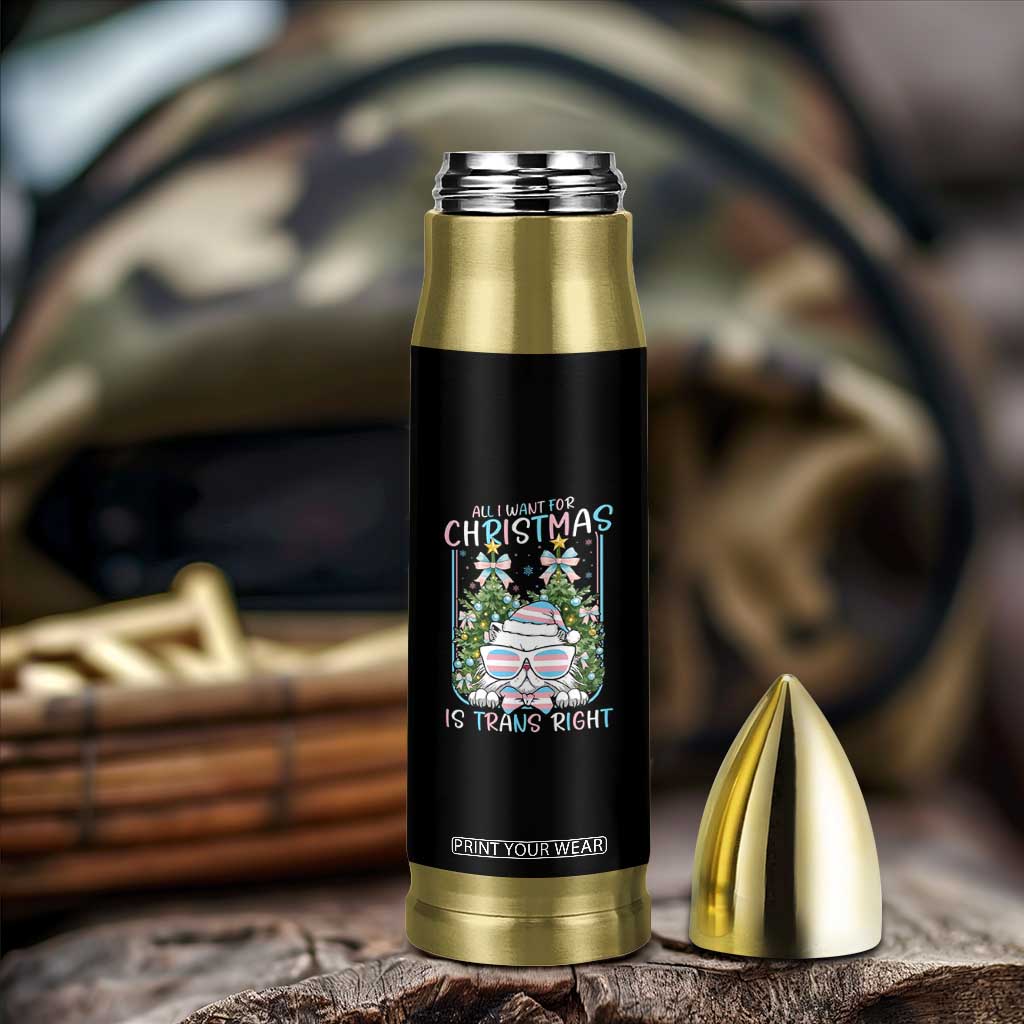 Funny Santa Cat Trans Pride Bullet Tumbler All I Want For Christmas Is Trans Rights TS12 Print Your Wear