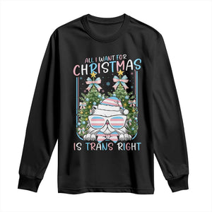 Funny Santa Cat Trans Pride Long Sleeve Shirt All I Want For Christmas Is Trans Rights TS12 Black Print Your Wear