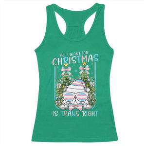 Funny Santa Cat Trans Pride Racerback Tank Top All I Want For Christmas Is Trans Rights TS12 Irish Green Print Your Wear