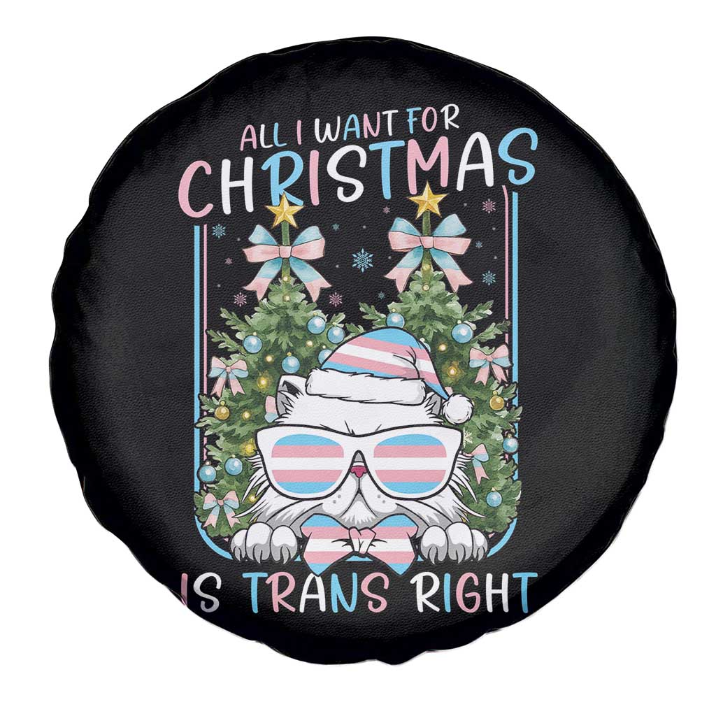 Funny Santa Cat Trans Pride Spare Tire Cover All I Want For Christmas Is Trans Rights TS12 Print Your Wear