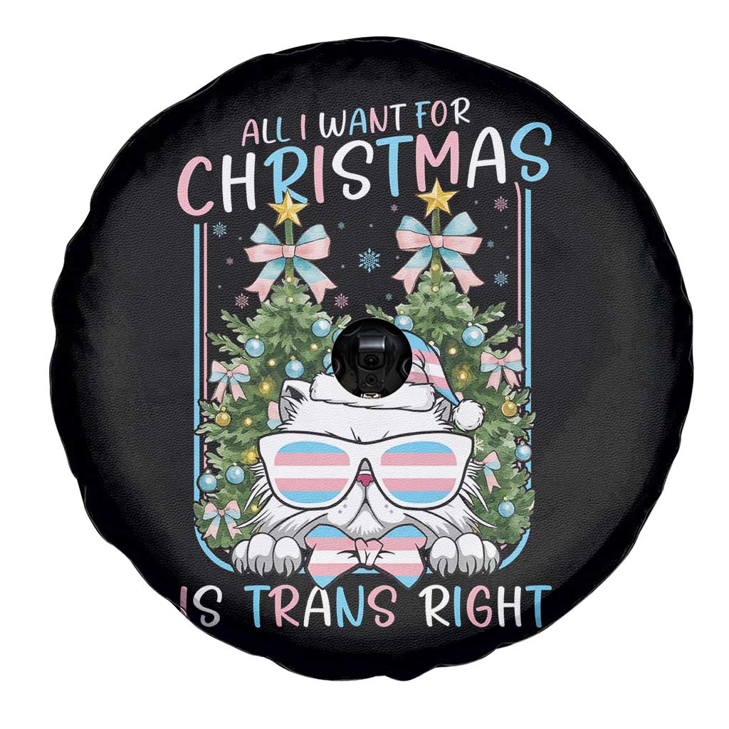 Funny Santa Cat Trans Pride Spare Tire Cover All I Want For Christmas Is Trans Rights TS12 Print Your Wear