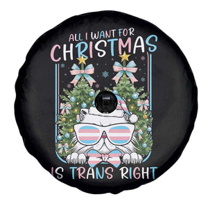Funny Santa Cat Trans Pride Spare Tire Cover All I Want For Christmas Is Trans Rights TS12 Print Your Wear