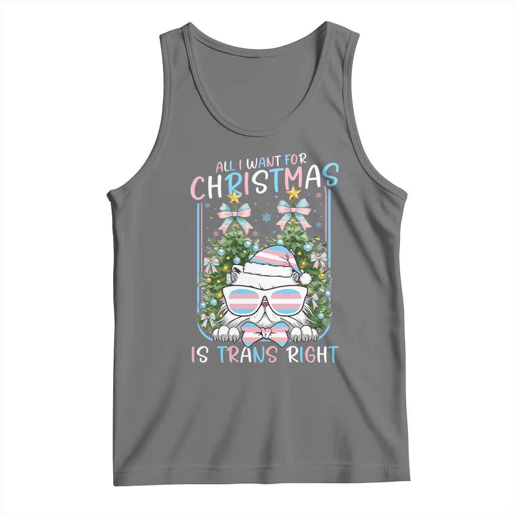 Funny Santa Cat Trans Pride Tank Top All I Want For Christmas Is Trans Rights TS12 Black Heather Print Your Wear