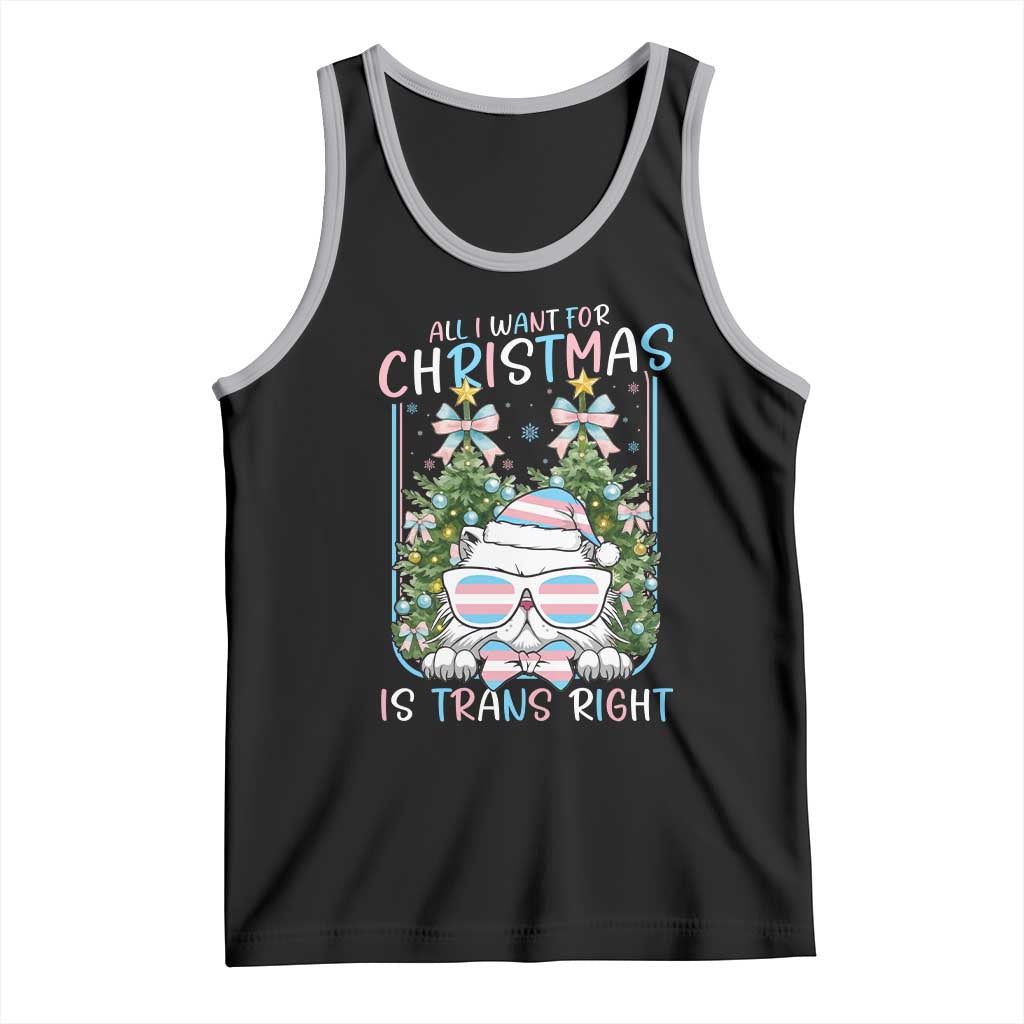 Funny Santa Cat Trans Pride Tank Top All I Want For Christmas Is Trans Rights TS12 Black Athletic Heather Print Your Wear