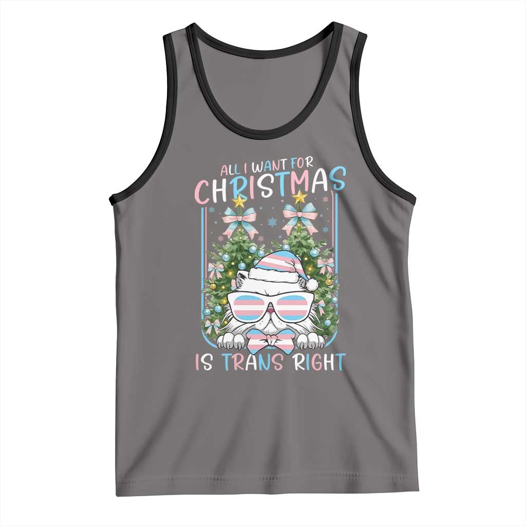 Funny Santa Cat Trans Pride Tank Top All I Want For Christmas Is Trans Rights TS12 Deep Heather Black Print Your Wear