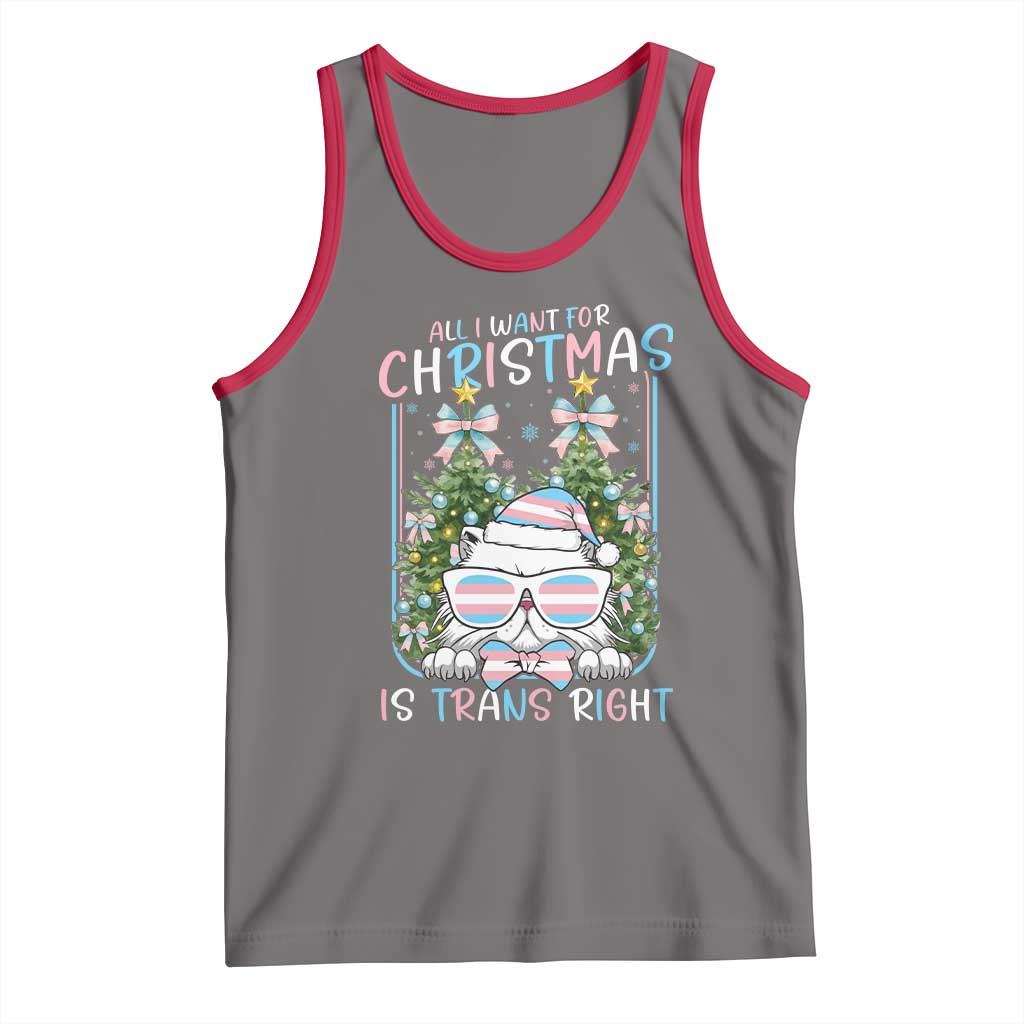 Funny Santa Cat Trans Pride Tank Top All I Want For Christmas Is Trans Rights TS12 Deep Heather Red Print Your Wear