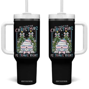 Funny Santa Cat Trans Pride Tumbler With Handle All I Want For Christmas Is Trans Rights TS12 One Size: 40 oz Black Print Your Wear