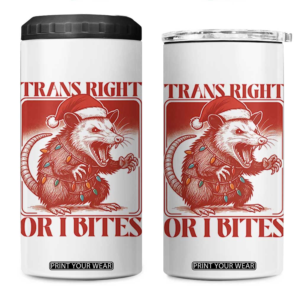Funny Fierce Opossum Santa 4 in 1 Can Cooler Tumbler Trans Right Or I Bites Christmas Gift TS12 One Size: 16 oz White Print Your Wear