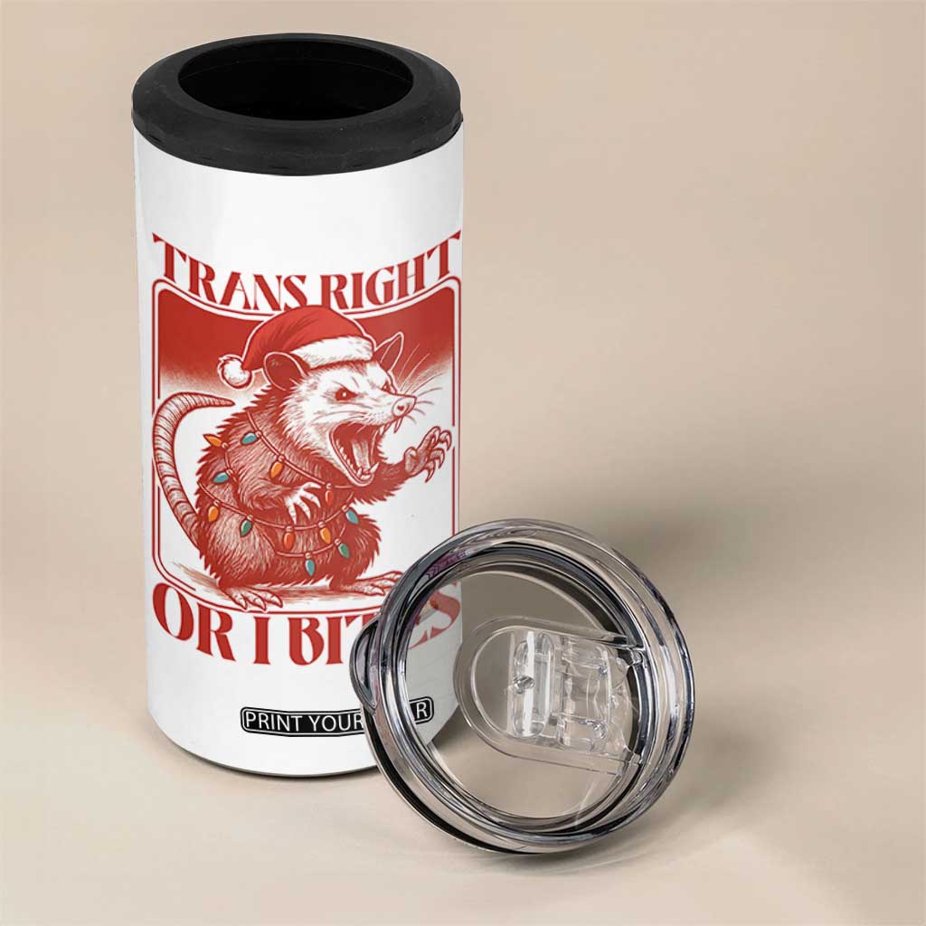 Funny Fierce Opossum Santa 4 in 1 Can Cooler Tumbler Trans Right Or I Bites Christmas Gift TS12 Print Your Wear
