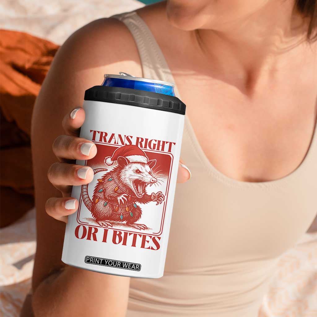 Funny Fierce Opossum Santa 4 in 1 Can Cooler Tumbler Trans Right Or I Bites Christmas Gift TS12 Print Your Wear