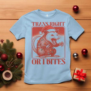 Funny Fierce Opossum Santa T Shirt Trans Right Or I Bites Christmas Gift TS12 Light Blue Print Your Wear
