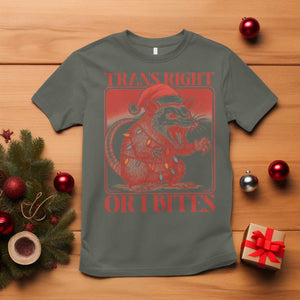 Funny Fierce Opossum Santa T Shirt Trans Right Or I Bites Christmas Gift TS12 Military Green Print Your Wear