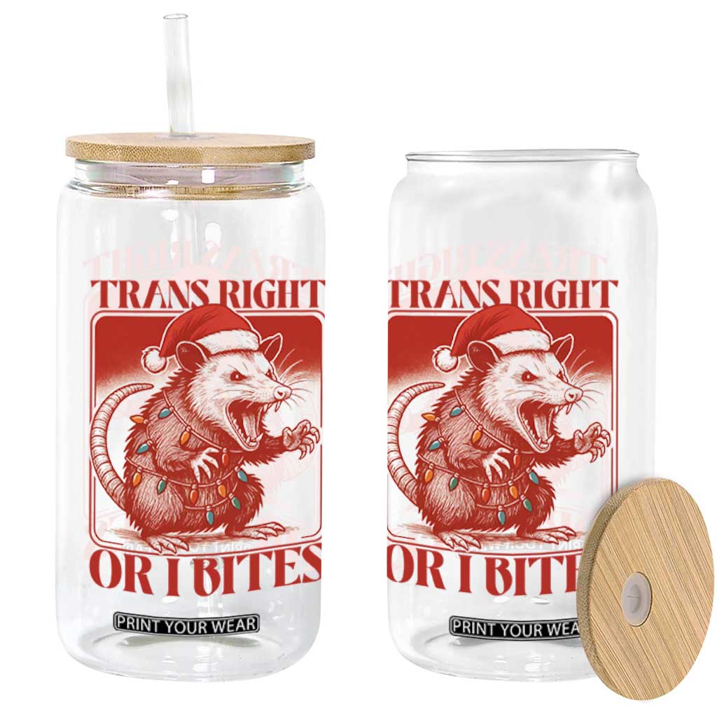 Funny Fierce Opossum Santa Glass Can Trans Right Or I Bites Christmas Gift TS12 Print Your Wear