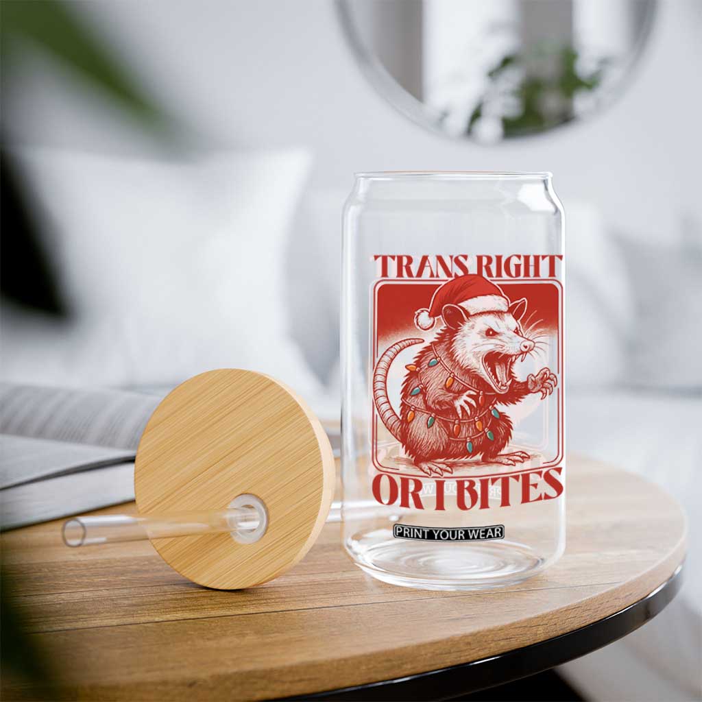 Funny Fierce Opossum Santa Glass Can Trans Right Or I Bites Christmas Gift TS12 Print Your Wear
